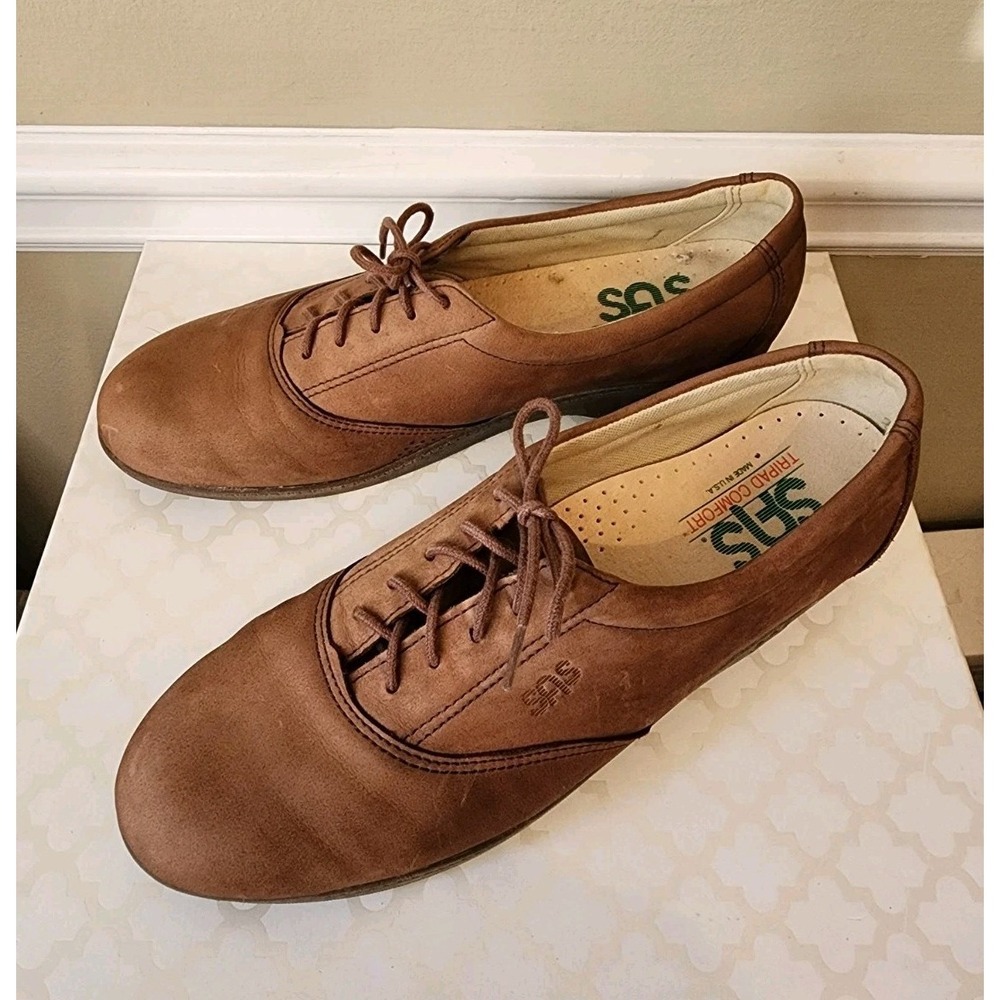 SAS WHISPER womens 8.5 S Brown Nubuck Leather shoes Tripad Comfort Slim Suede